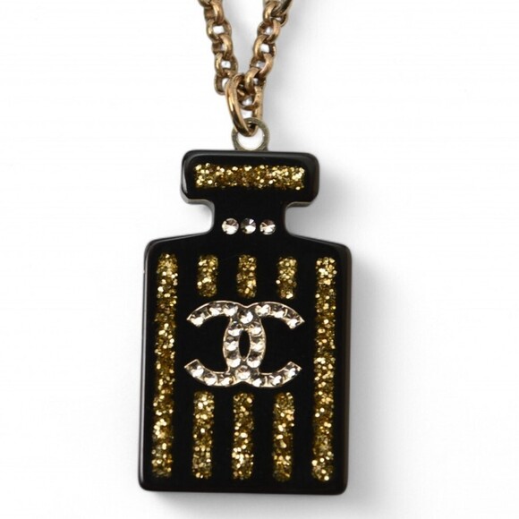 CHANEL Black Logo Necklace